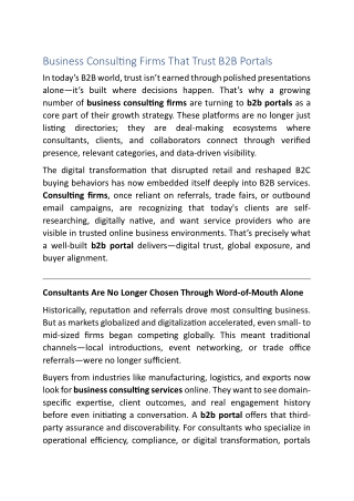 Business Consulting Firms That Trust B2B Portals