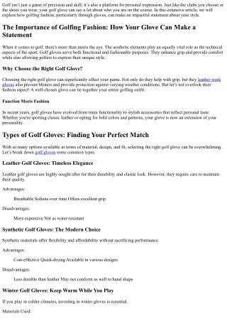 Golfing Fashion: How Your Glove Can Make a Statement