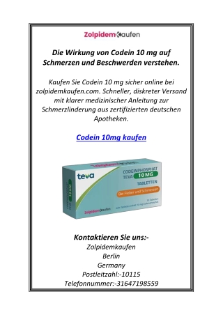 Die Wirkung von Codein 10 mg auf Schmerzen und Beschwerden verstehen.