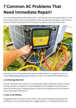 7 Common AC Problems That Need Immediate Repair