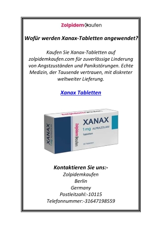 Wofür werden Xanax-Tabletten angewendet?