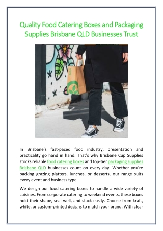 Quality Food Catering Boxes and Packaging Supplies Brisbane QLD Businesses Trust