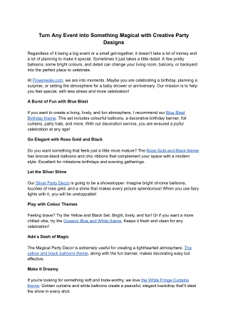 Turn Any Event into Something Magical with Creative Party Designs