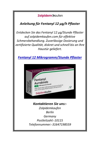 Anleitung für Fentanyl 12 µg/h Pflaster