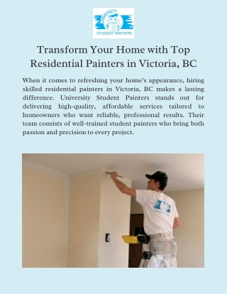 Top Residential Painters in Victoria, BC – Trusted by Homeowners