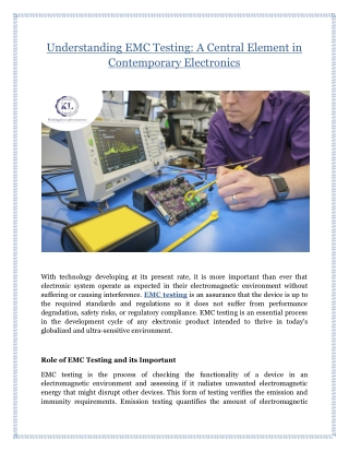 Understanding EMC Testing: A Central Element in Contemporary Electronics