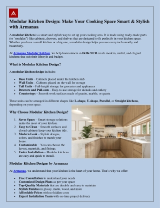 Smart & Stylish Kitchens with Armanaa Modular Designs