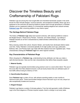 Discover the Timeless Beauty and Craftsmanship of Pakistani Rugs