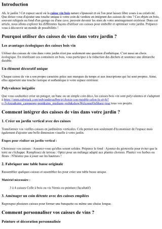 Comment intégrer des caisses de vins dans votre jardin ?