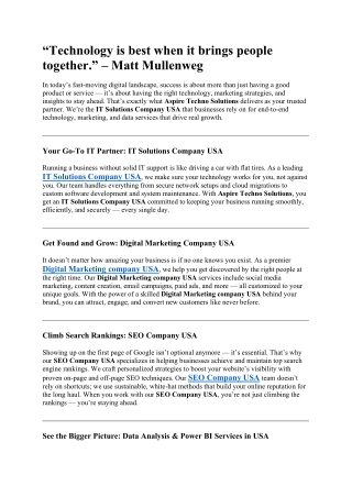 “Technology is best when it brings people together.” – Matt Mullenweg