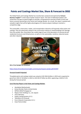Paints and Coatings Market Industry Insights and Forecast to 2032