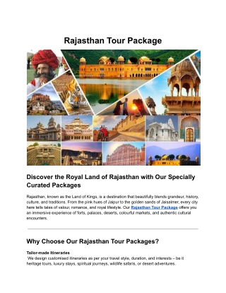 Rajasthan Tour Package