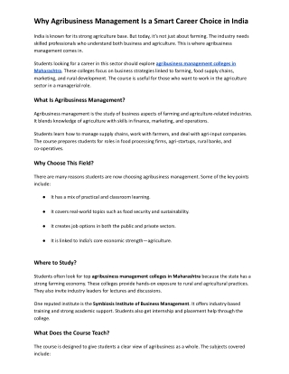 Why Agribusiness Management Is a Smart Career Choice in India