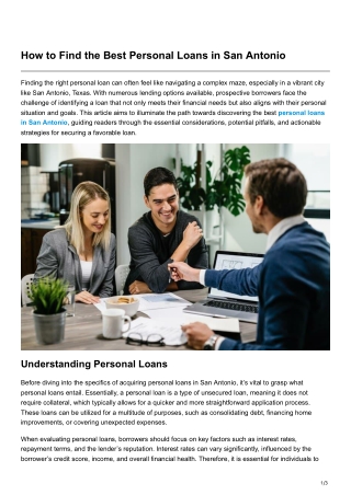 How to Find the Best Personal Loans in San Antonio