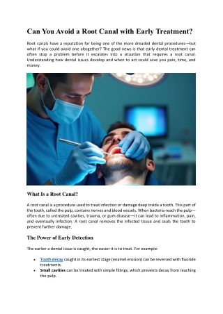 Can You Avoid a Root Canal with Early Treatment?