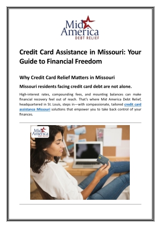 Credit Card Assistance in Missouri Your Guide to Financial Freedom