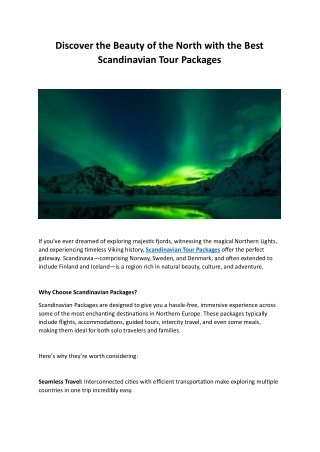Discover the Beauty of the North with the Best Scandinavian Tour Packages