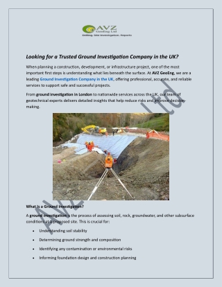 Looking for a Trusted Ground Investigation Company in the UK