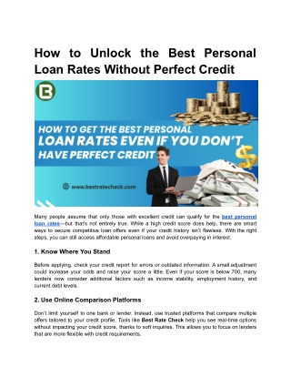 How to Unlock the Best Personal Loan Rates Without Perfect Credit