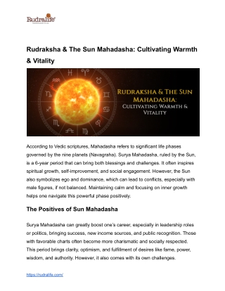 Rudraksha & The Sun Mahadasha_ Cultivating Warmth & Vitality