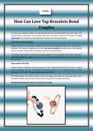 How Can Love Tap Bracelets Bond Couples