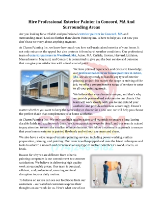 Hire Professional Exterior Painter in Concord, MA And Surrounding Areas