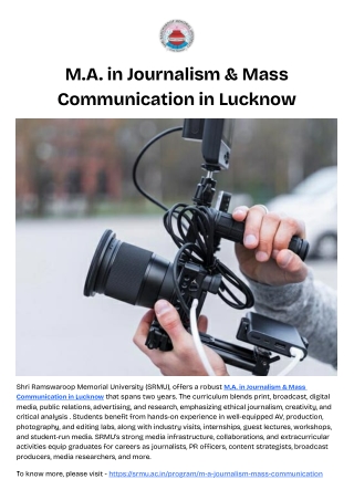 M.A. in Journalism & Mass Communication in Lucknow