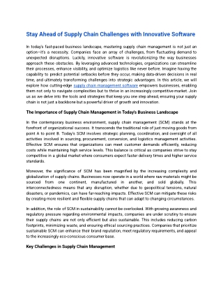 Stay Ahead of Supply Chain Challenges with Smart Software