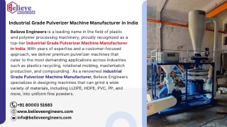 Industrial Grade Pulverizer Machine Manufacturer in India