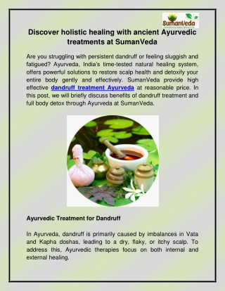 Dandruff treatment Ayurveda