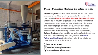 Plastic Pulverizer Machine Exporters in India