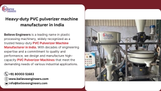 Heavy-duty PVC pulverizer machine manufacturer in India
