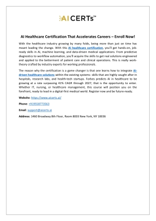 AI Healthcare Certification That Accelerates Careers – Enroll Now!