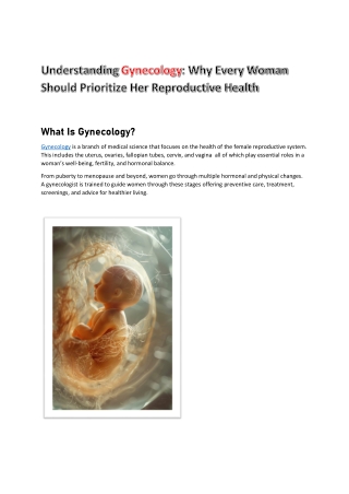 Understanding Gynecology Why Every Woman Should Prioritize Her Reproductive Health
