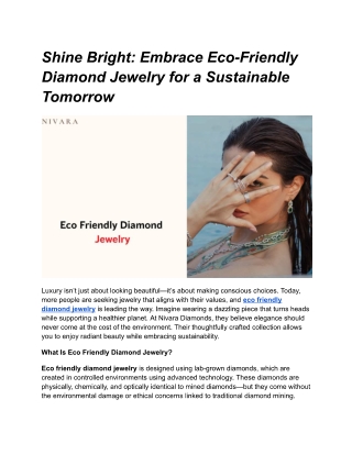 Eco friendly diamond jewelry