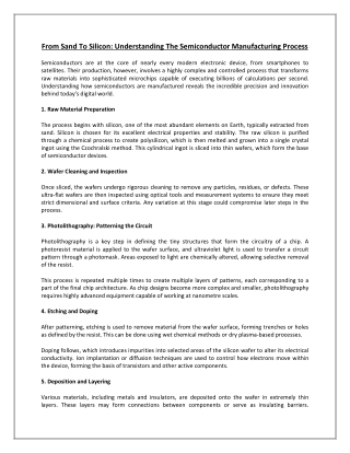 From Sand To Silicon Understanding The Semiconductor Manufacturing Process