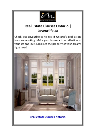 Real Estate Clauses Ontario  Loveurlife.ca