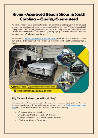Rivian-Approved Repair Shops in South Carolina – Quality Guaranteed