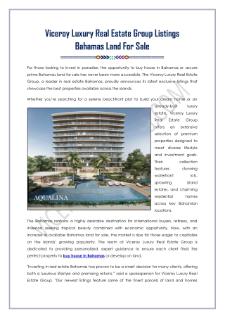 Affordable Bahamas Land For Sale