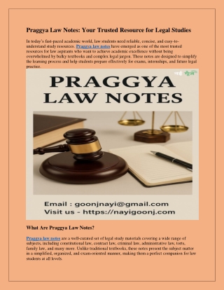 Why Praggya Law Notes Are a Must-Have for Law Students