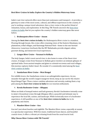 Best River Cruises In India Explore the Country's Hidden Waterway Gems