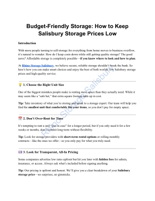 Budget-Friendly Storage: How to Keep Salisbury Storage Prices Low