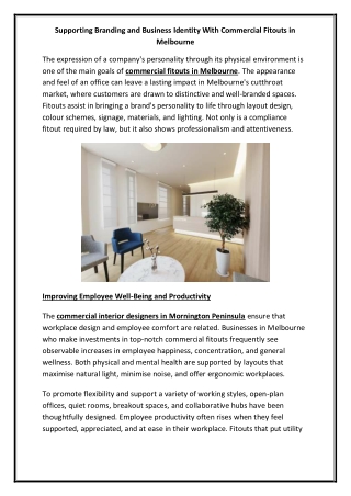 Supporting Branding and Business Identity With Commercial Fitouts in Melbourne