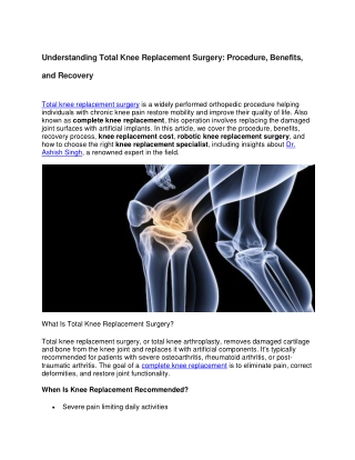 Understanding Total Knee Replacement Surgery
