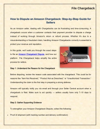 Amazon Chargeback Dispute