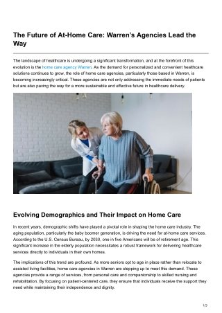 The Future of At-Home Care Warren’s Agencies Lead the Way