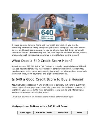 Comparing 640 to the Average Homebuyer’s Credit Score
