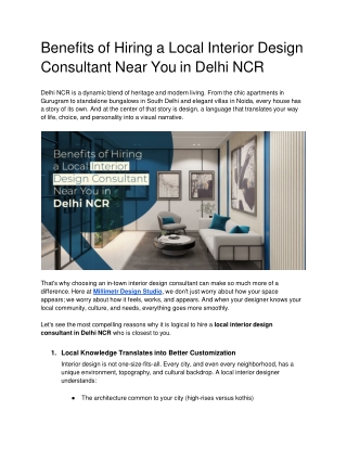Benefits of Hiring a Local Interior Design Consultant Near You in Delhi NCR - Google Docs