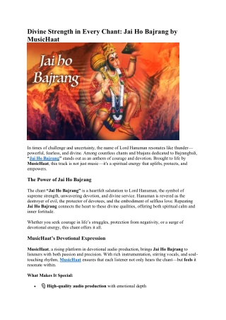 Divine Strength in Every Chant: Jai Ho Bajrang by MusicHaat