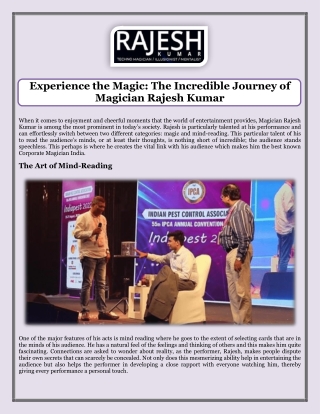 Experience the Magic The Incredible Journey of Magician Rajesh Kumar
